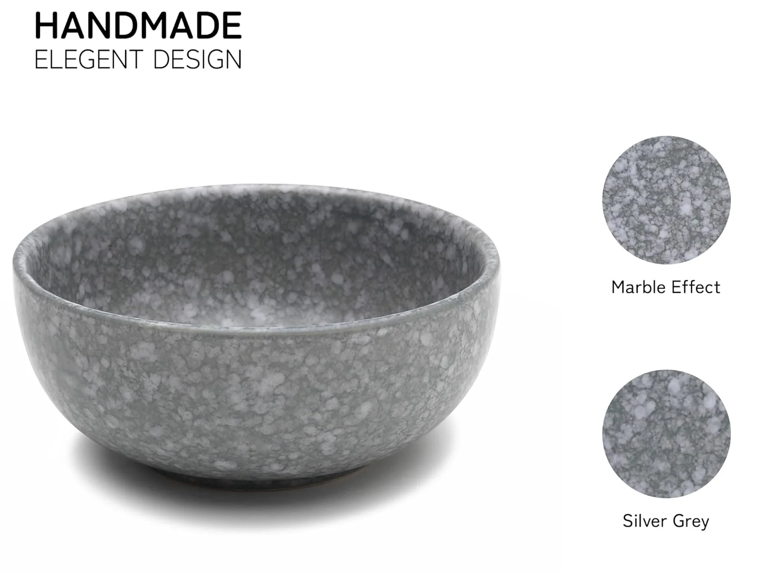 Hand Glazed Ceramic Serving Small Bowl Set Of 4 - 160ml Each, Silver Grey | Microwave & Dishware Safe - Serving Katori Set - Image 5