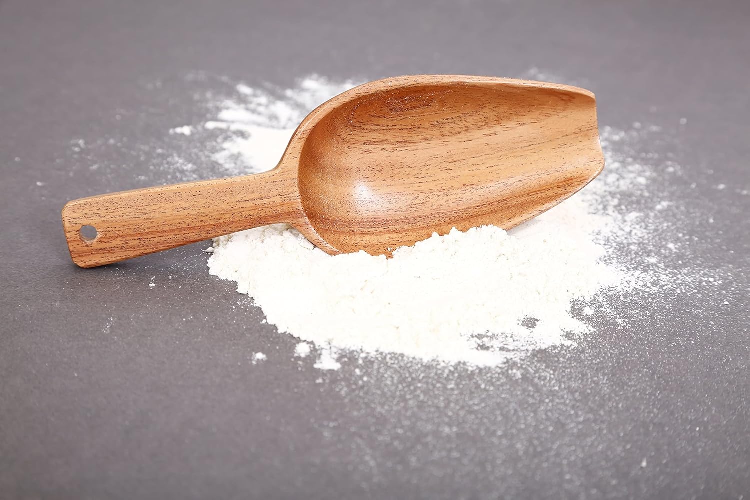 Hand Made Neem Wood Brown Scoop Spoon For Measuring Flour, Grains, Rice, Sugar - Set Of 6 - Image 3