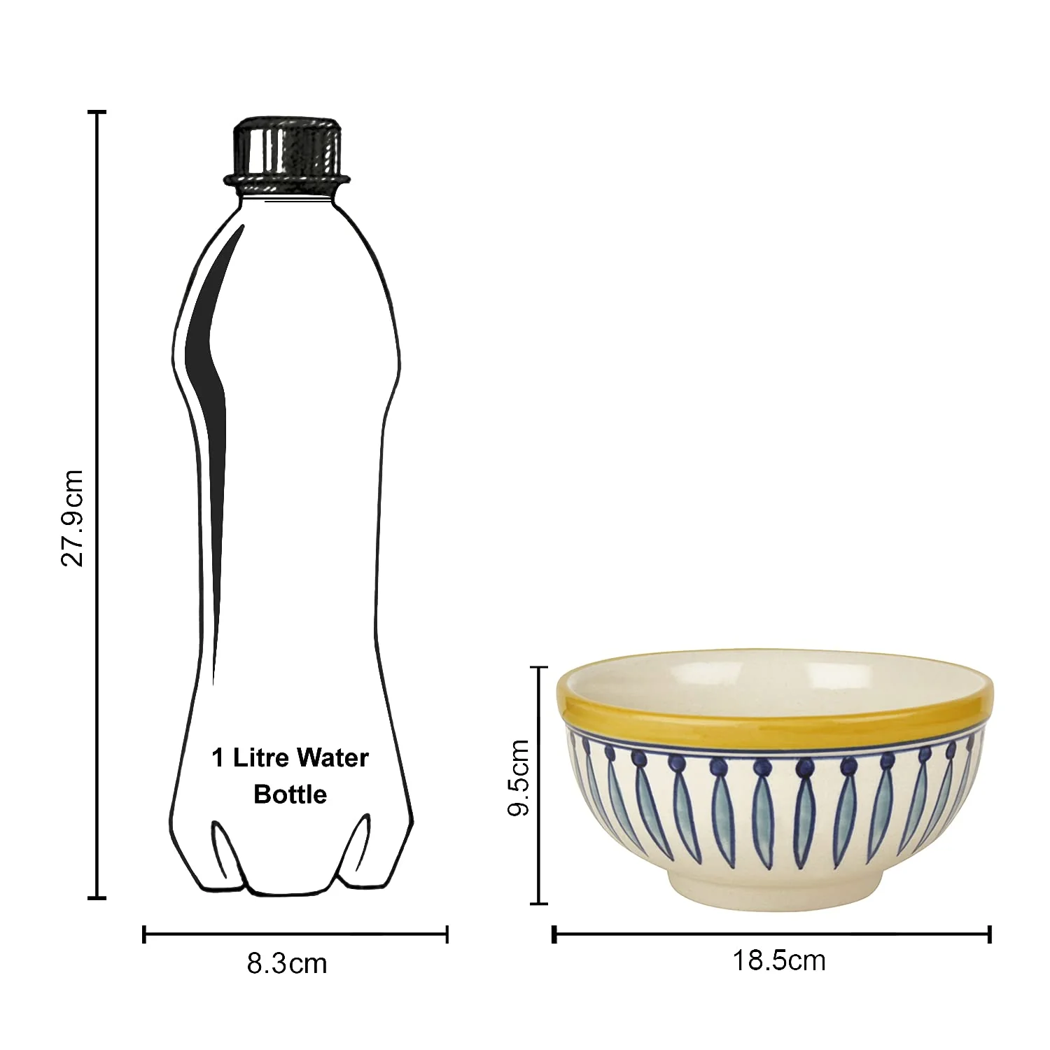 Hand Painted Ceramic Dinner Serving Bowl - White & Blue, 1000ml | Vegetable & Pasta Serving Bowl - Mixing Bowl, Salad Bowl - Image 6
