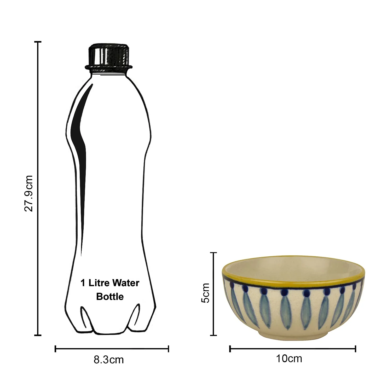 Hand Painted Ceramic Dinner Serving Bowls Set Of 4 - White & Blue, 200ml Each | Salad Bowls - Vegetable & Dessert Serving Bowls | Kitchen Bowl Set - Image 5