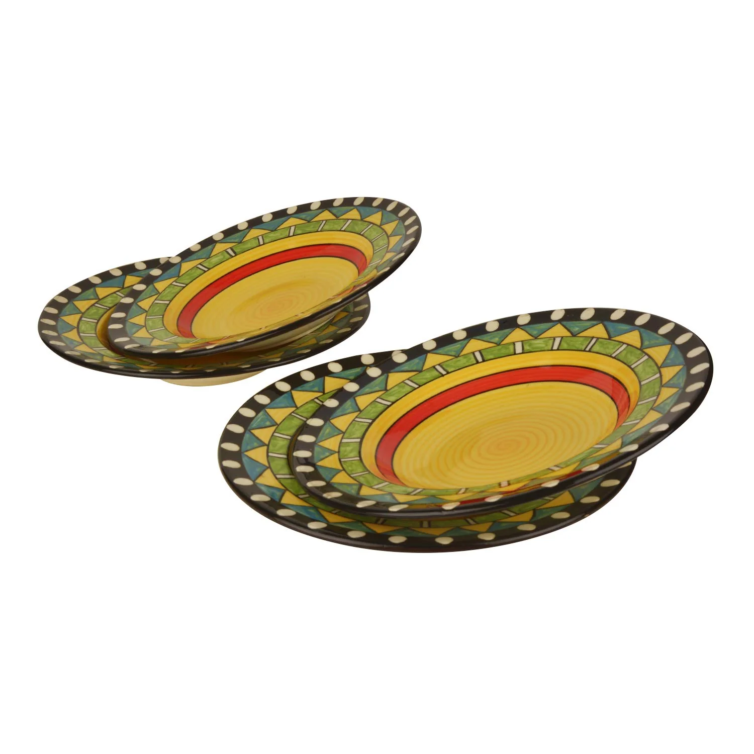 Hand Painted Ceramic Pasta Plate Set Of 4 - 9 Inches, Multicolor | Soup Plates - Maggi Plates - Image 3