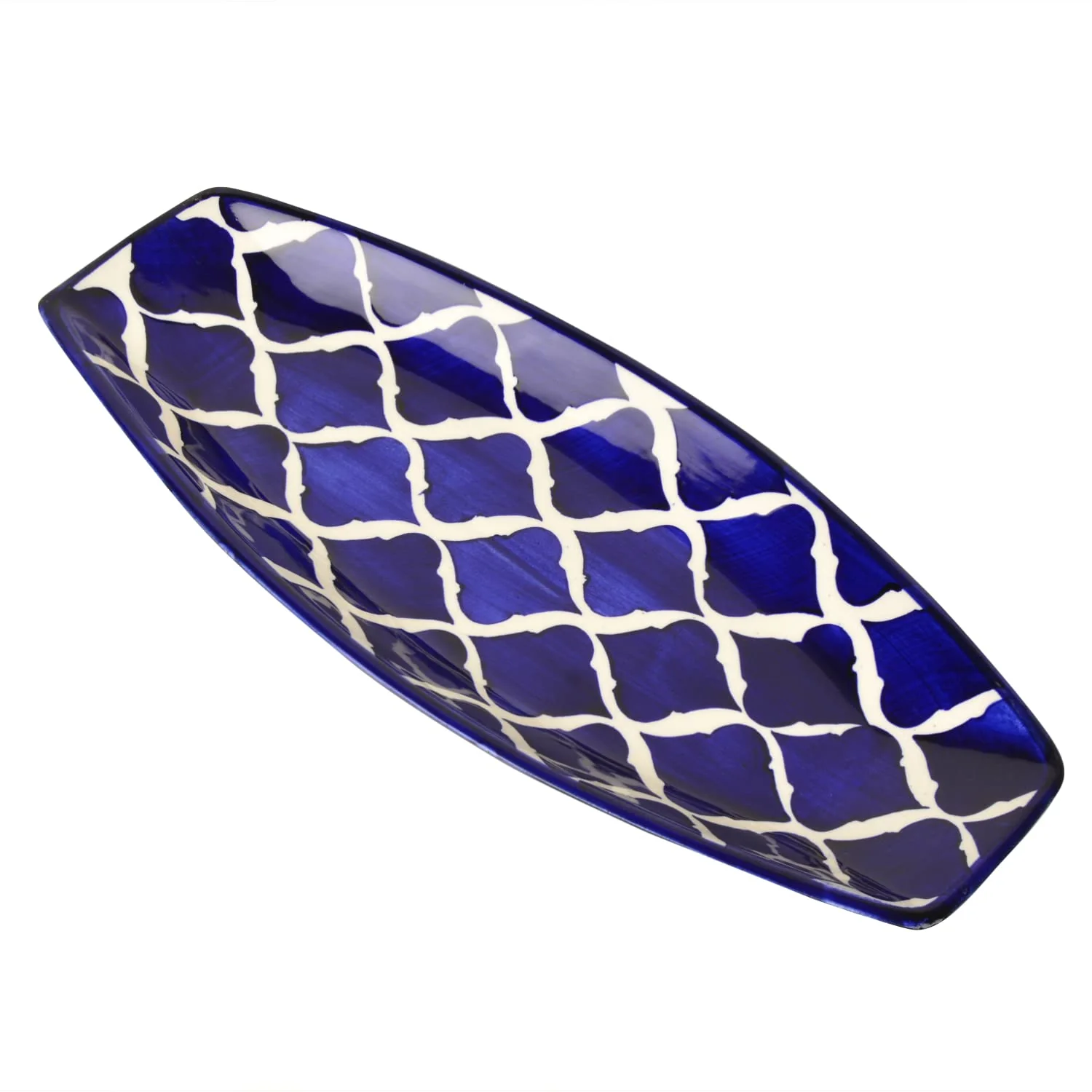 Hand Painted Ceramic Serving Platter - Blue, L X B – 38 Cm X 16 Cm | Starter Serving Platter - Kebab Platter - Image 6