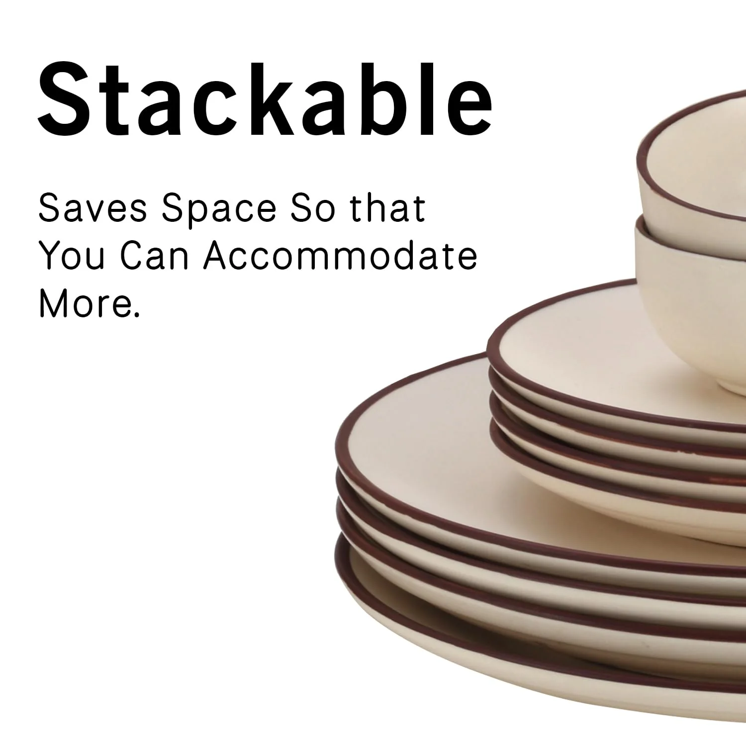 Handcrafted Ceramic Dinner Set - Pack Of 4, Off-White | 2 Dinner Plates + 2 Small Dinner Bowl, 170ml Each - Scratch Resistant, Microwave & Dishwasher Safe | Crockery Set For Dining & Gifting - Image 5