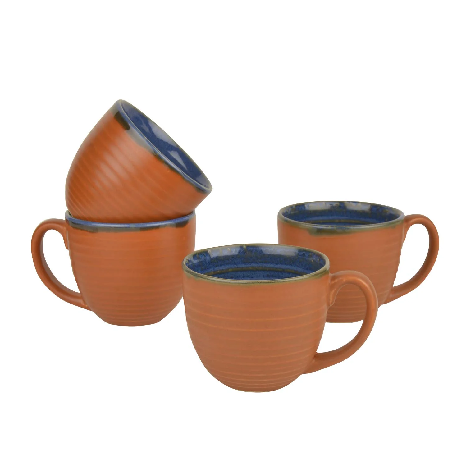 Handcrafted Ceramic Soup Bowls With Handle Set Of 4 - 350ml Each, Terracotta | Soup Cups - Maggi Bowls - Cereal Serving Bowls - Image 2