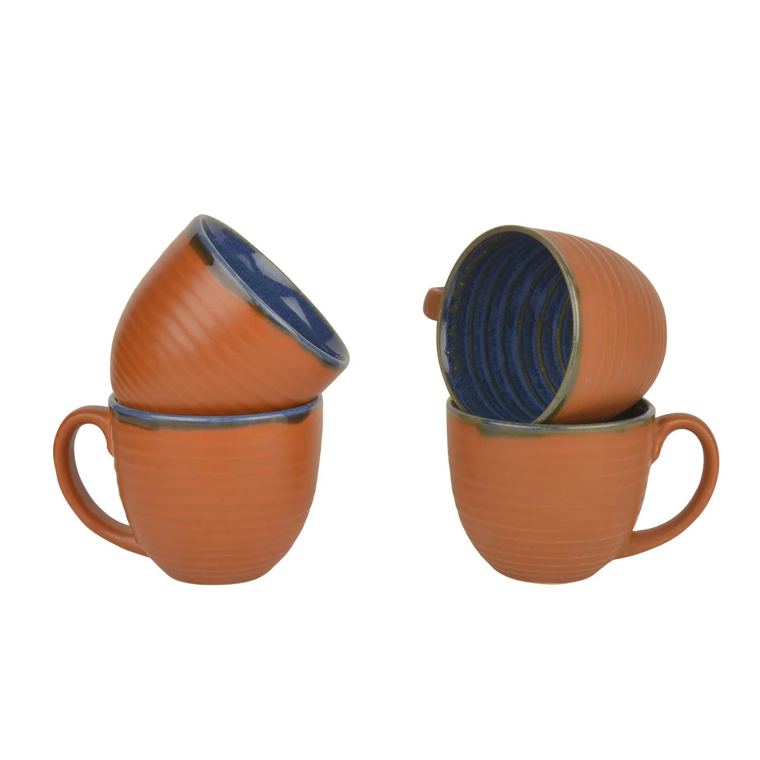 Handcrafted Ceramic Soup Bowls With Handle Set Of 4 - 350ml Each, Terracotta | Soup Cups - Maggi Bowls - Cereal Serving Bowls - Image 3