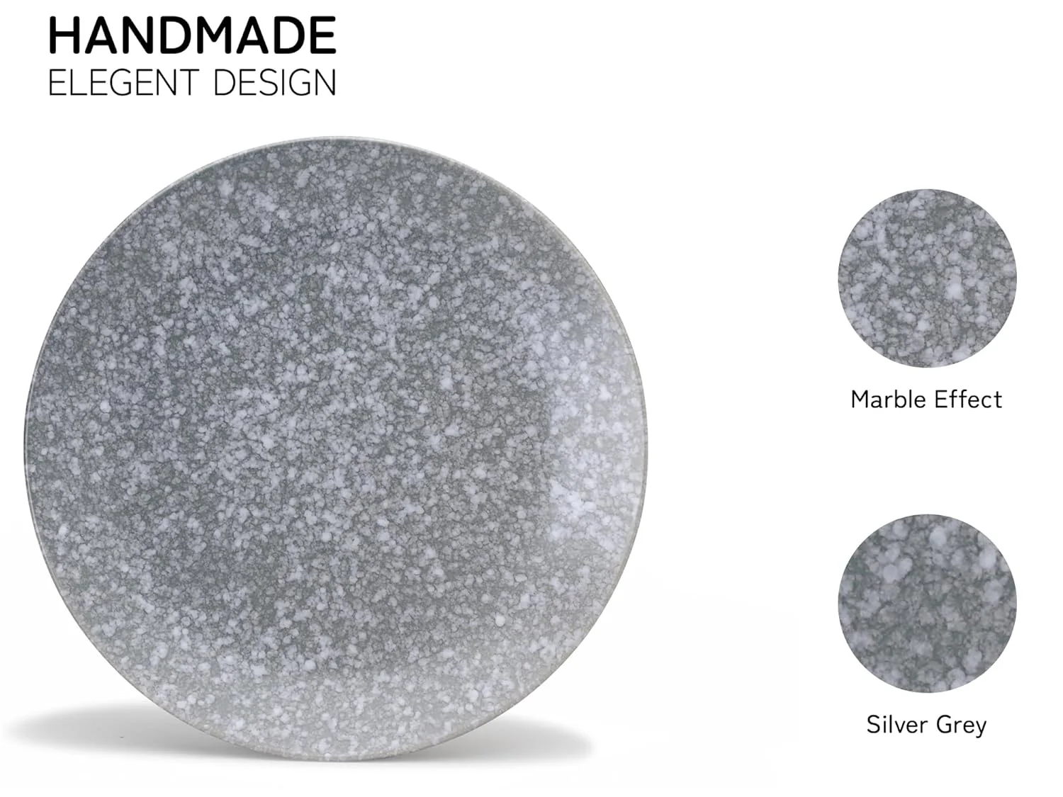 Handcrafted Ceramic Stoneware Dinner Set Of 18 Pcs - Silver Grey | 6 Dinner Plates, 10.6 Inch Each + 6 Small Plates, 7.4 Inch Each + 6 Small Dinner Bowl, 160ml Each - Microwave & Dishwasher Safe - Image 5