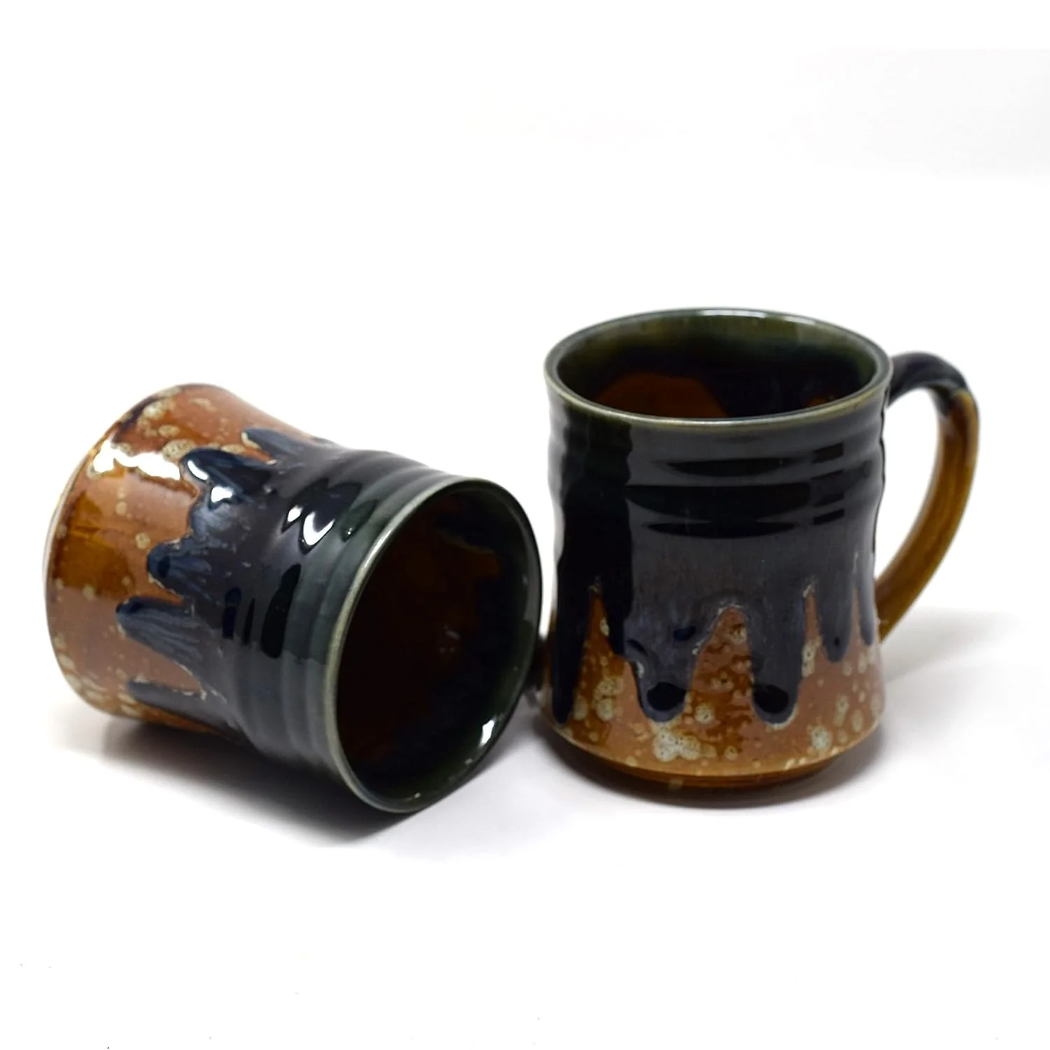 Handcrafted Earthy Brown Carved Ceramic Coffee Mug Set Of 2 - 300ml Each | Ceramic Mugs For Coffee, Tea, Milk - Microwave Safe & Dishwasher Safe - Image 3