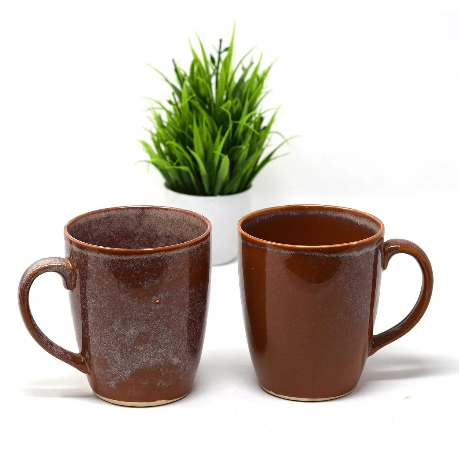 Handcrafted Rusty Caramel Ceramic Coffee Mug Set Of 6 - 350ml Each | Ceramic Mugs For Coffee, Tea, Milk - Microwave Safe & Dishwasher Safe - Image 4