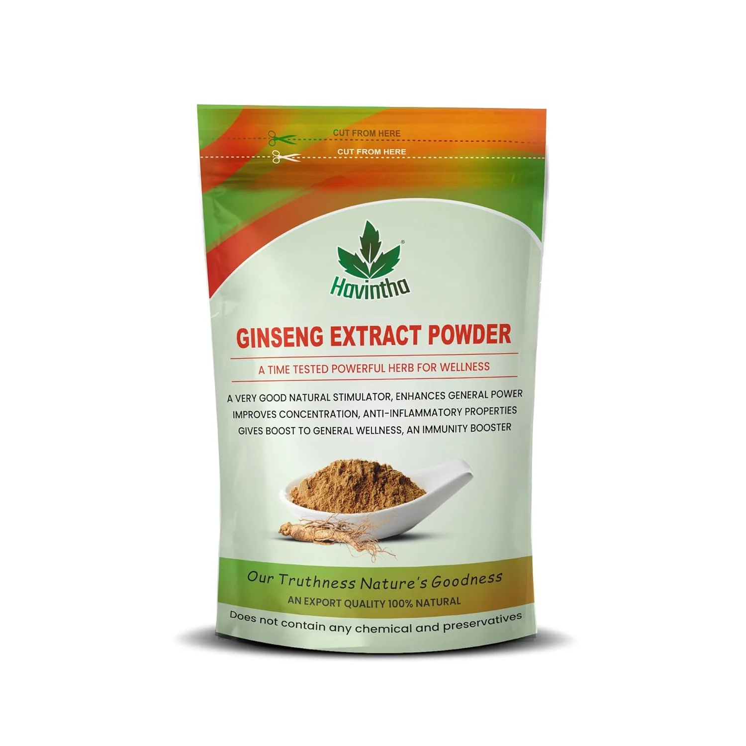 Havintha Natural Ginseng Extract Powder For Boosting Immunity Energy, Helps In Reduce Inflammation & Increase Energy & Strength | 100gm 0.2lbs