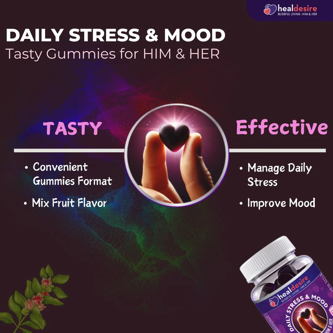 Healdesire Daily Stress & Mood Gummies With Ashwagandha For Mental Fatigue & Stress Relief, Calm Mind, Better Focus, Sugar Free - Tasty- Vegetarian Gummies | 30 Gummies 150gm 0.3lbs - Image 5