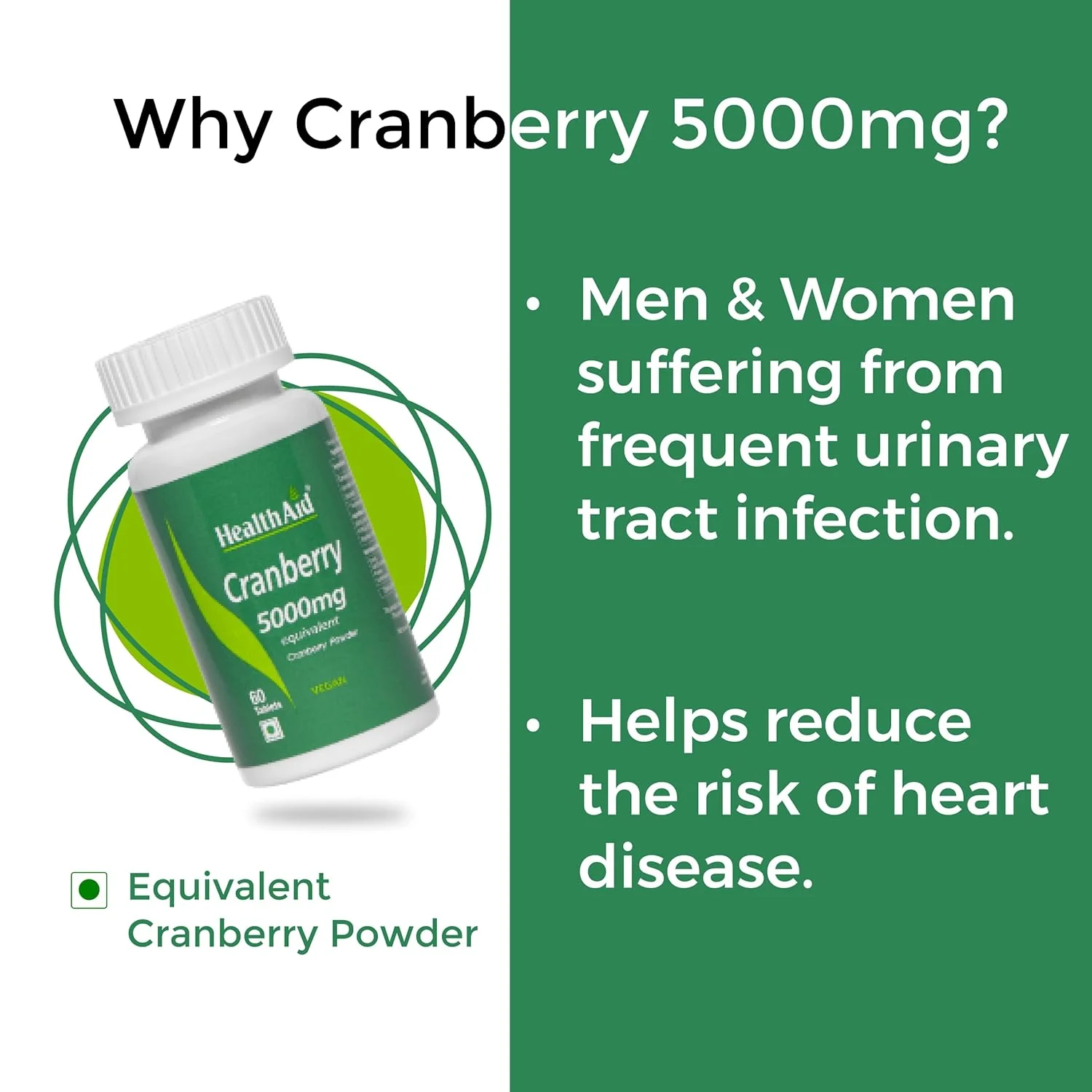 Healthaid Cranberry Extract Can Potentially Relieve The Risk Of Heart Disease & Support Smooth Urological Functioning | 60 Tablets 100gm 0.2lbs Each Pack Of 2 - Image 3