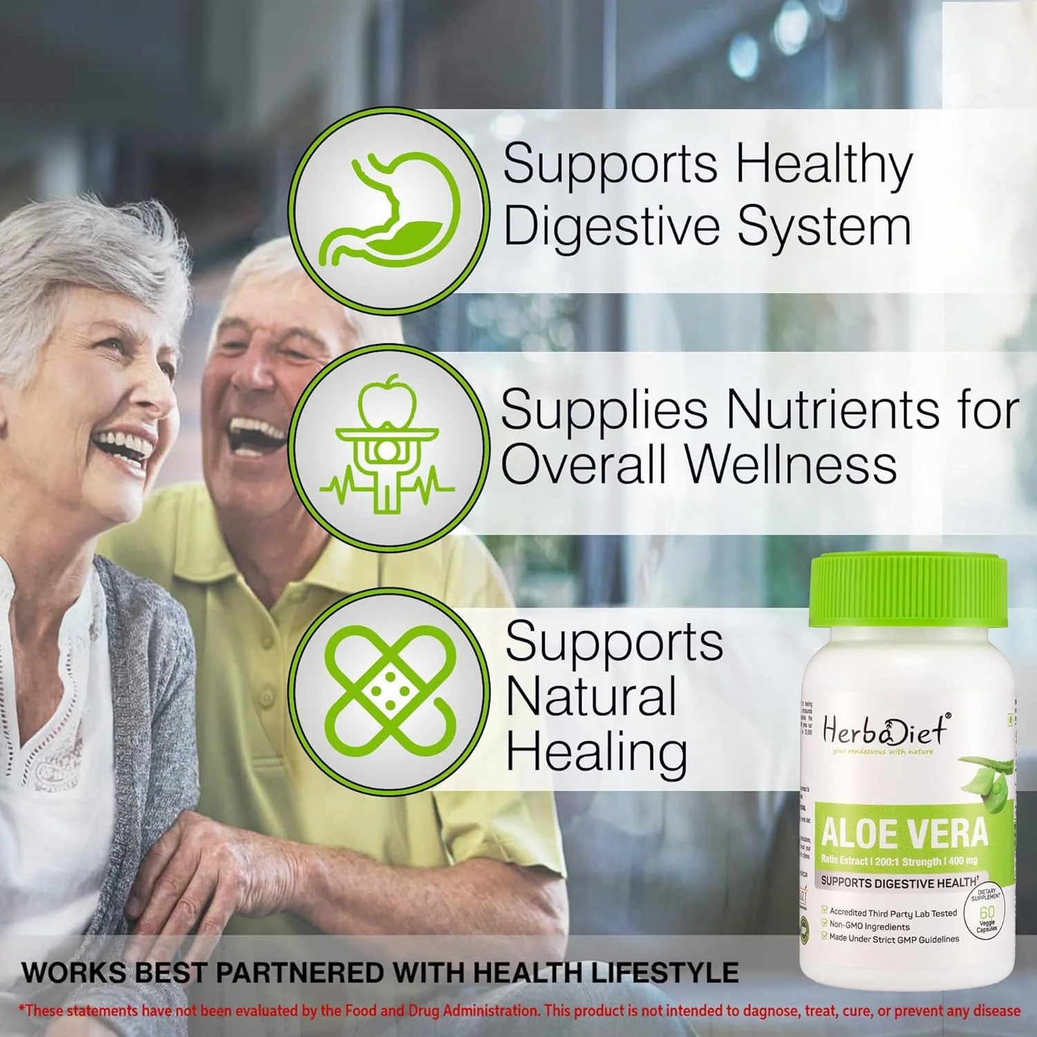 Heradiet Aloe Vera 2001:1, 400mg Equivalent Natural Herbal Digestive Detox Digestion Supplement | 60 Veg Capsules 100gm 0.2lbs - Image 3