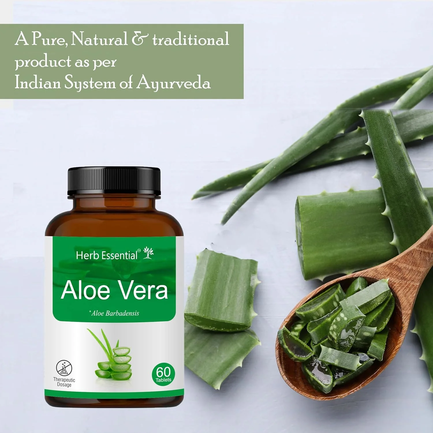 Herb Essential Aloevera Tablet, 500mg, Rejuvenate Skin & Hair, Made With 100% Pure Herb Extracts | 60 Tablets, 100gm 0.2lbs - Image 3
