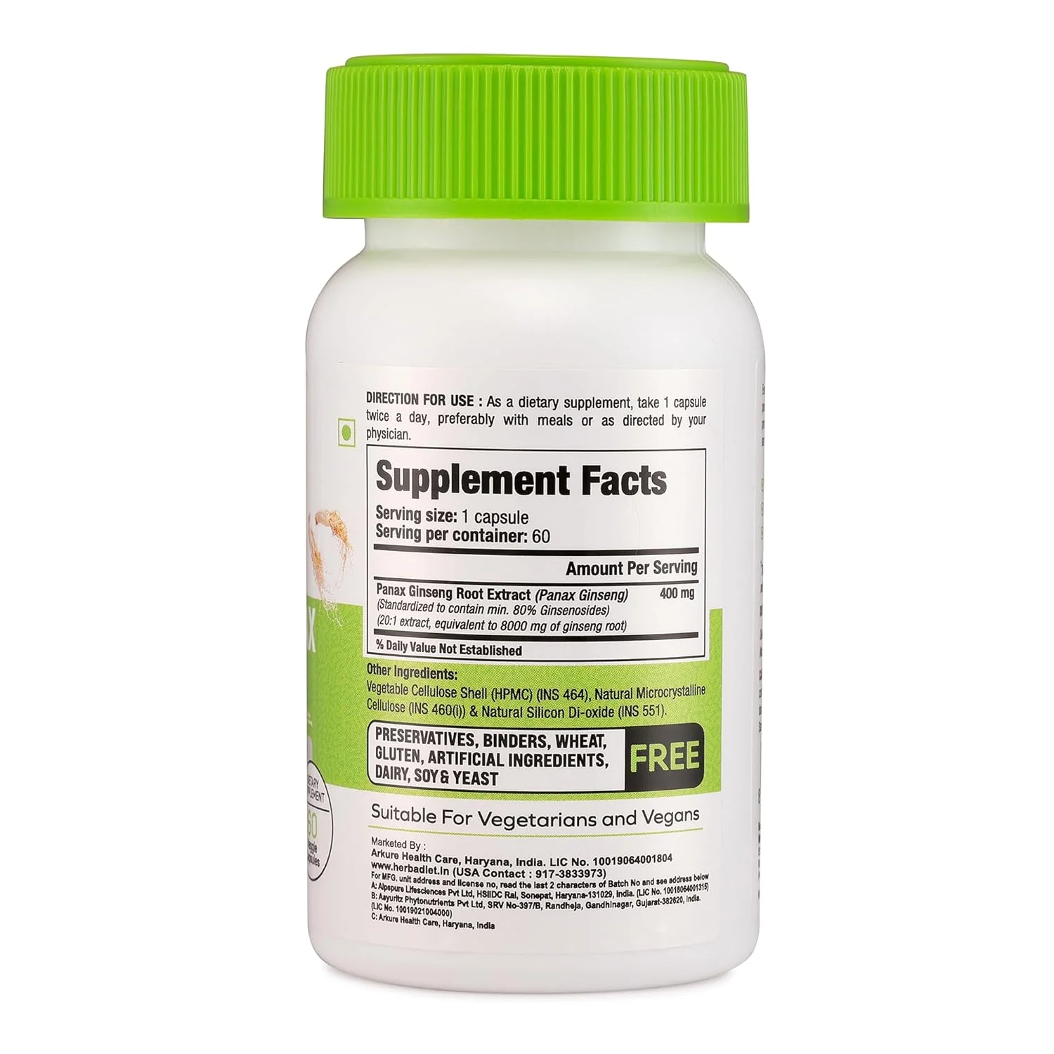 Herbadiet Korean Panax Red Ginseng Extract Extra Potent 80% Ginsenosides, Supports Energy, Endurance & Vitality | 60 Capsules 100gm 0.2lbs - Image 2