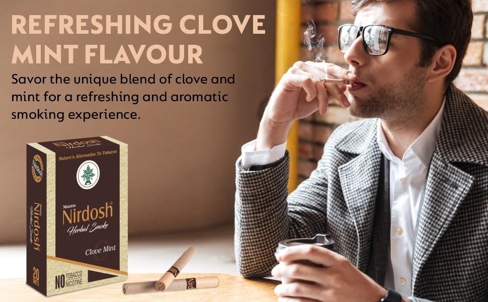 Herbal Cigarette Rolled In 100% Organic Natural Paper & Made With Herbal Ingredients - Pack Of 4X 20 Cigarettes | Clove Mint Flavored Tobacco Free & Nicotine Free Herbal Smoke - Image 3