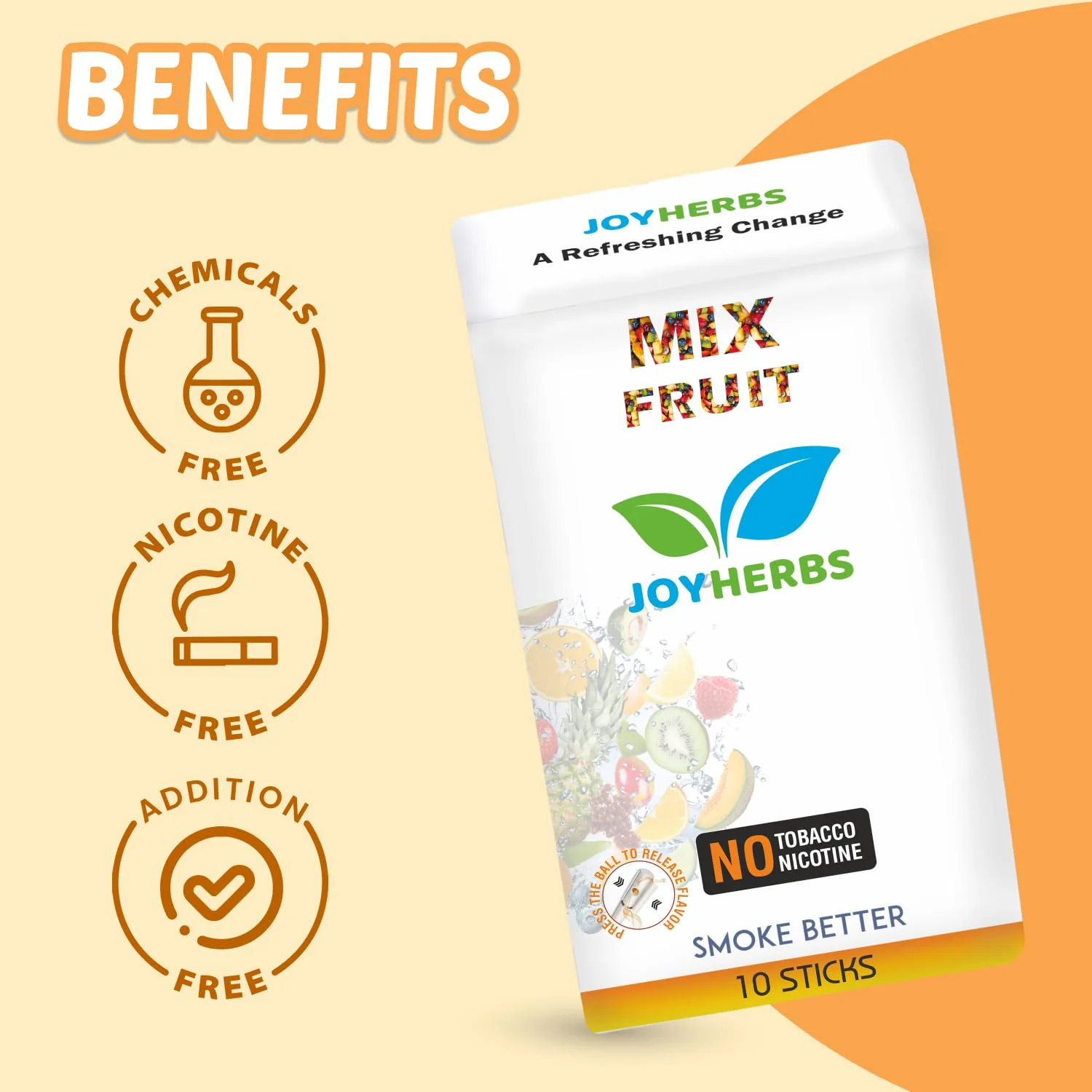 Herbal Cigarettes For Smoking 100% Tobacco Free & Nicotine Free Mixed Fruit Flavoured King Size Herbal Smoke Sticks Pack Of 10 | Tobacco/Cigarette Alternatives - Quit Smoking Products - Image 2
