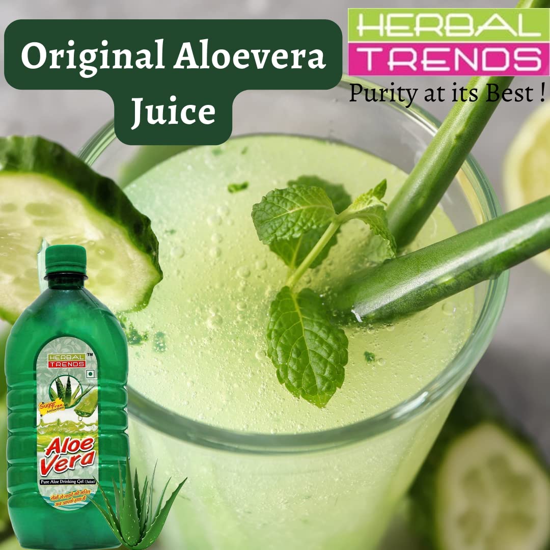 Herbal Trends Pure Aloe Vera Drinking Juice With Pulp, 30 Days Fresh | 1 Litre 2.2lbs, Each Pack Of 02 - Image 4