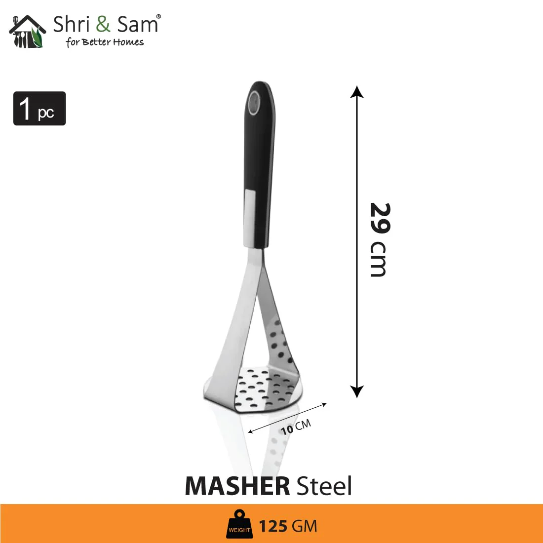 High Grade Stainless Steel Double Handle Masher, Silver | Easily Mash Boiled Potatoes & Other Vegetables For Pav Bhaji, Stuffed Paratha, Masala Dosa (Large) - Image 3