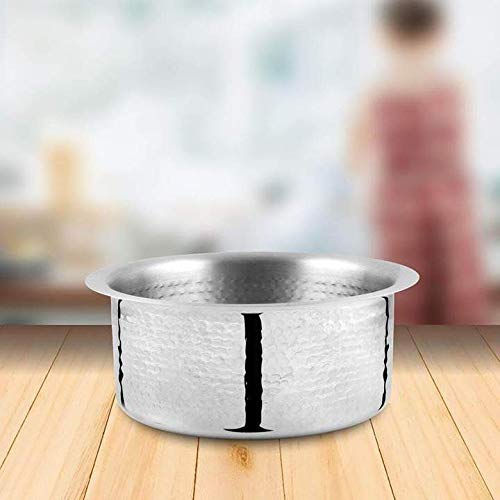 High Grade Stainless Steel Hammered Cookware Set Of 2 Pcs - Hammered Patila + Hammered Kadhai, Silver | Easy To Clean & Dishwasher Safe - Image 5