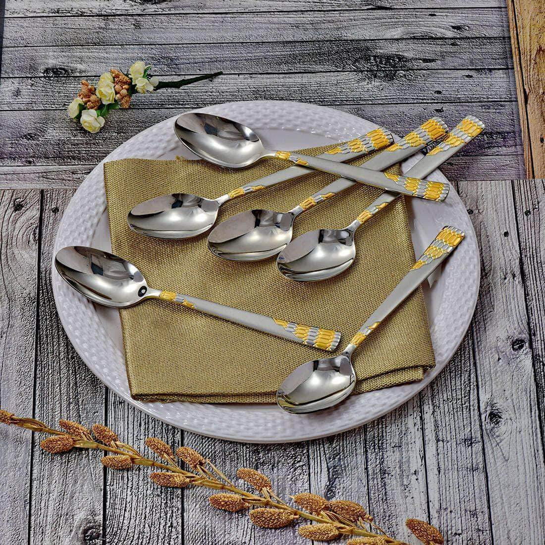 High Grade Stainless Steel Lavish 6 Pcs Dinner Spoon, Silver | Durable, Rust Free & Dishwasher Friendly - Image 5