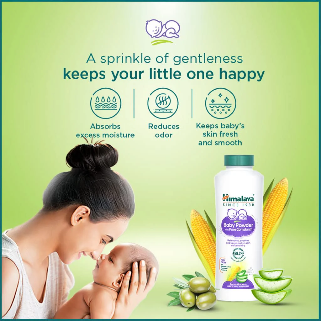 Himalaya Baby Powder With Pure Cornstarch, Refreshes, Soothes, Keeps Baby's Skin Soft & Dry | 400gm - Image 4
