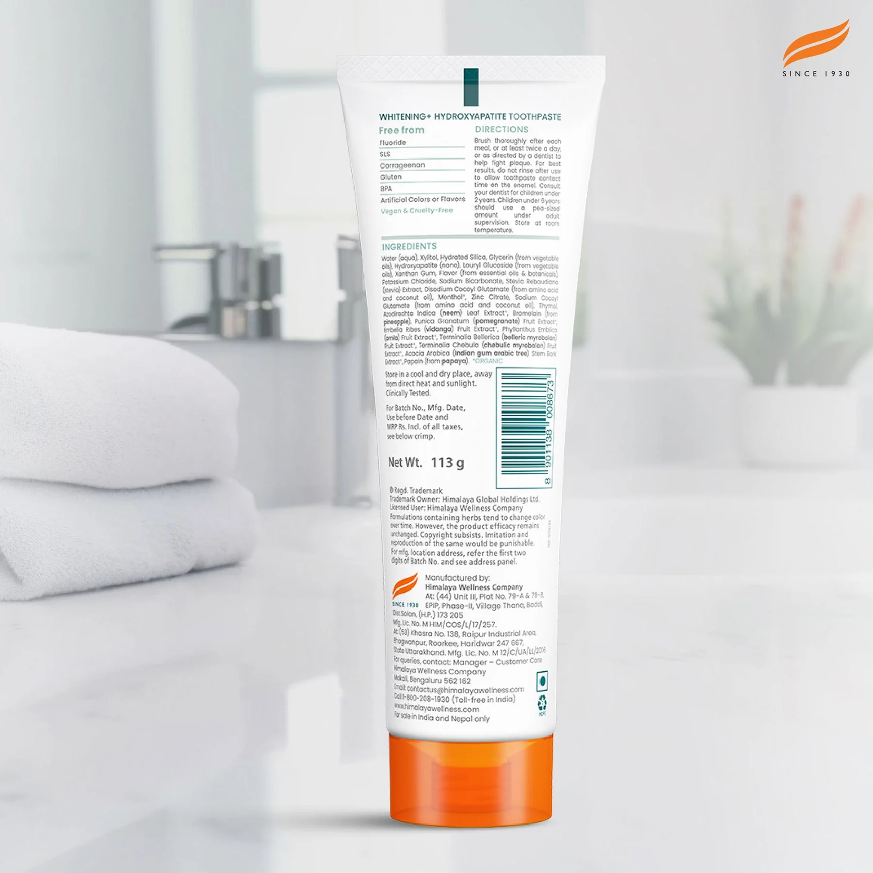 Himalaya Botanique Whitening+ Hydroxyapatite Toothpaste, Whiter Teeth In Just Two Weeks | 113gm - Image 2