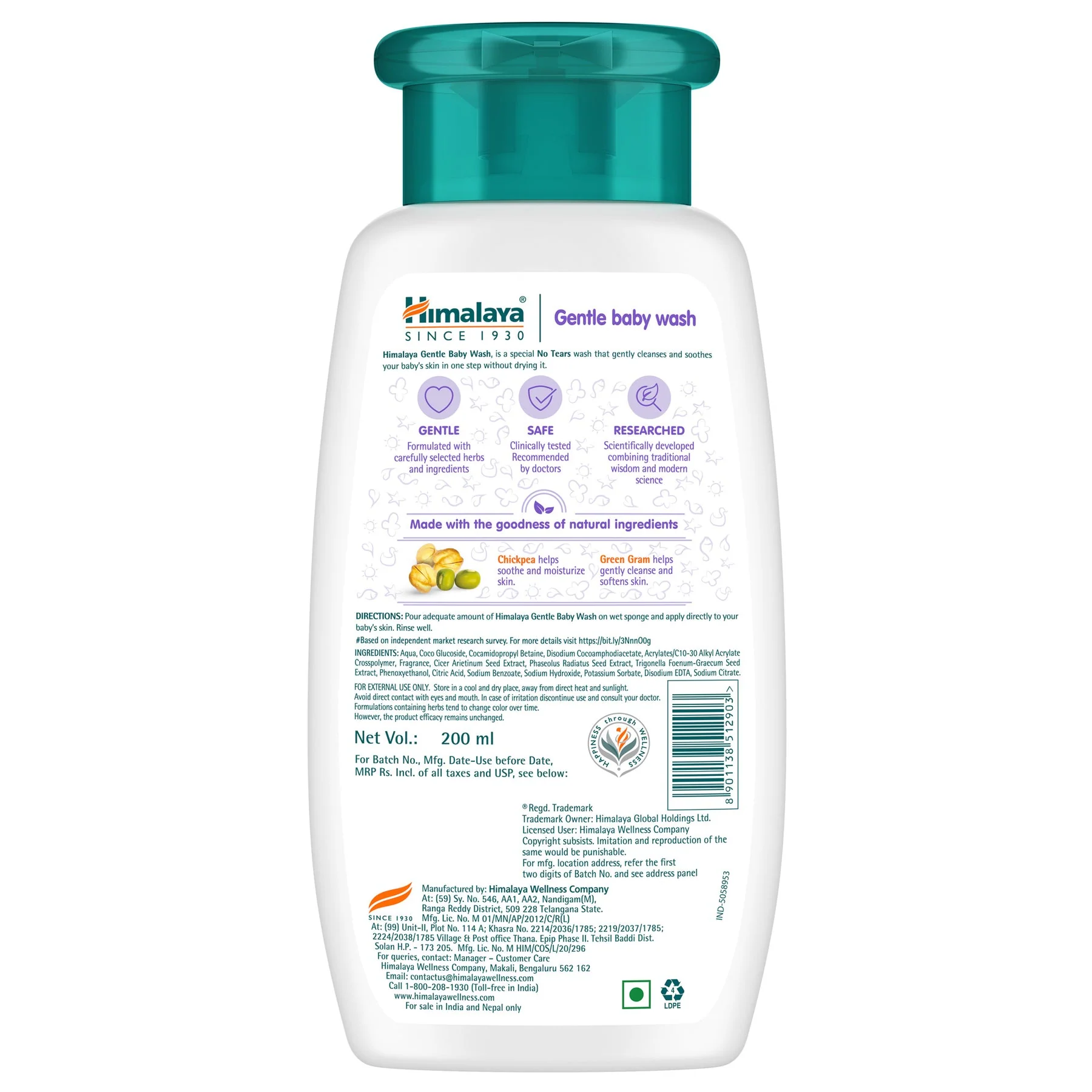 Himalaya Gentle Baby Wash, Gently Cleanses & Soothes Baby’s Skin | 200ml - Image 4