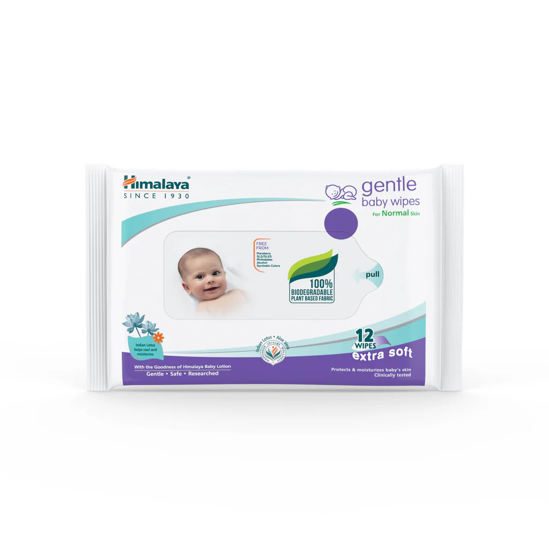 Himalaya Gentle Baby Wipes, With The Goodness Of Aloe Vera & Indian Lotus Extracts | 12 Wipes - Image 3