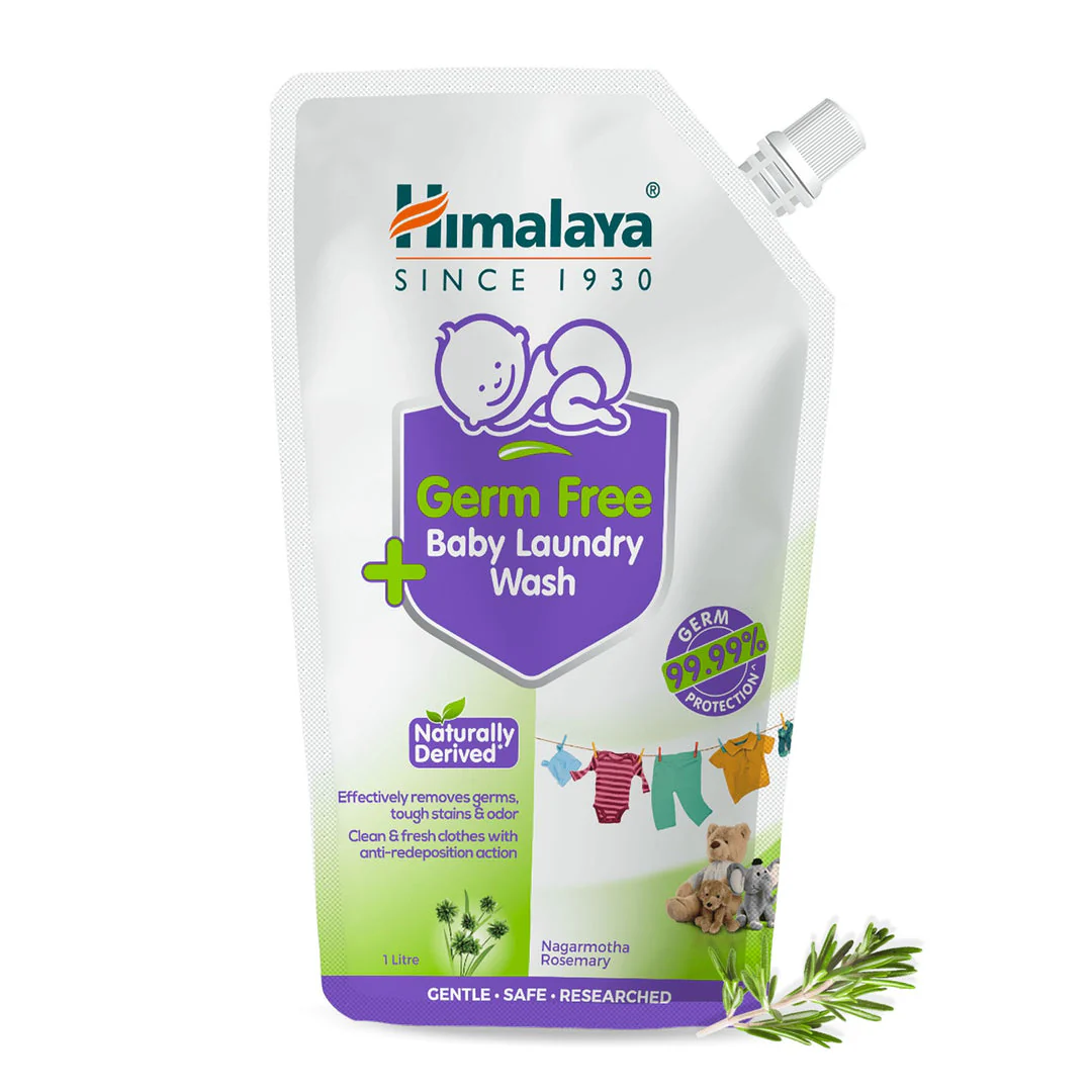 Himalaya Germ Free Baby Laundry Wash, Effectively Removes Germs, Tough Stains & Odor | 1 Litre Pouch - Image 4