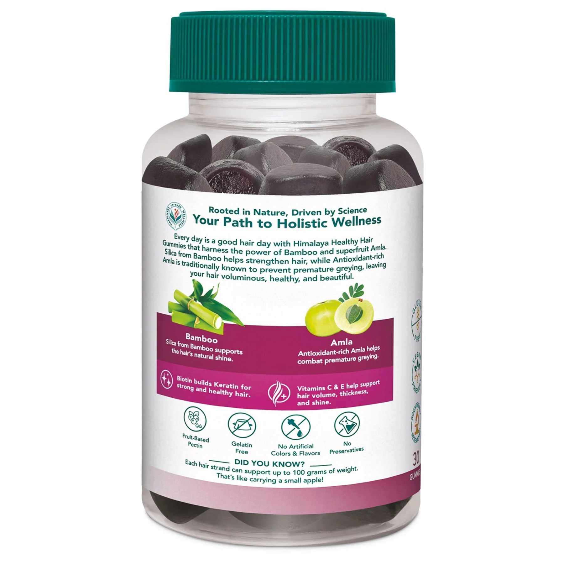 Himalaya Healthy Hair Gummies, Supports Strong, Healthy, & Shiny Hair | 30 Gummies - Image 2