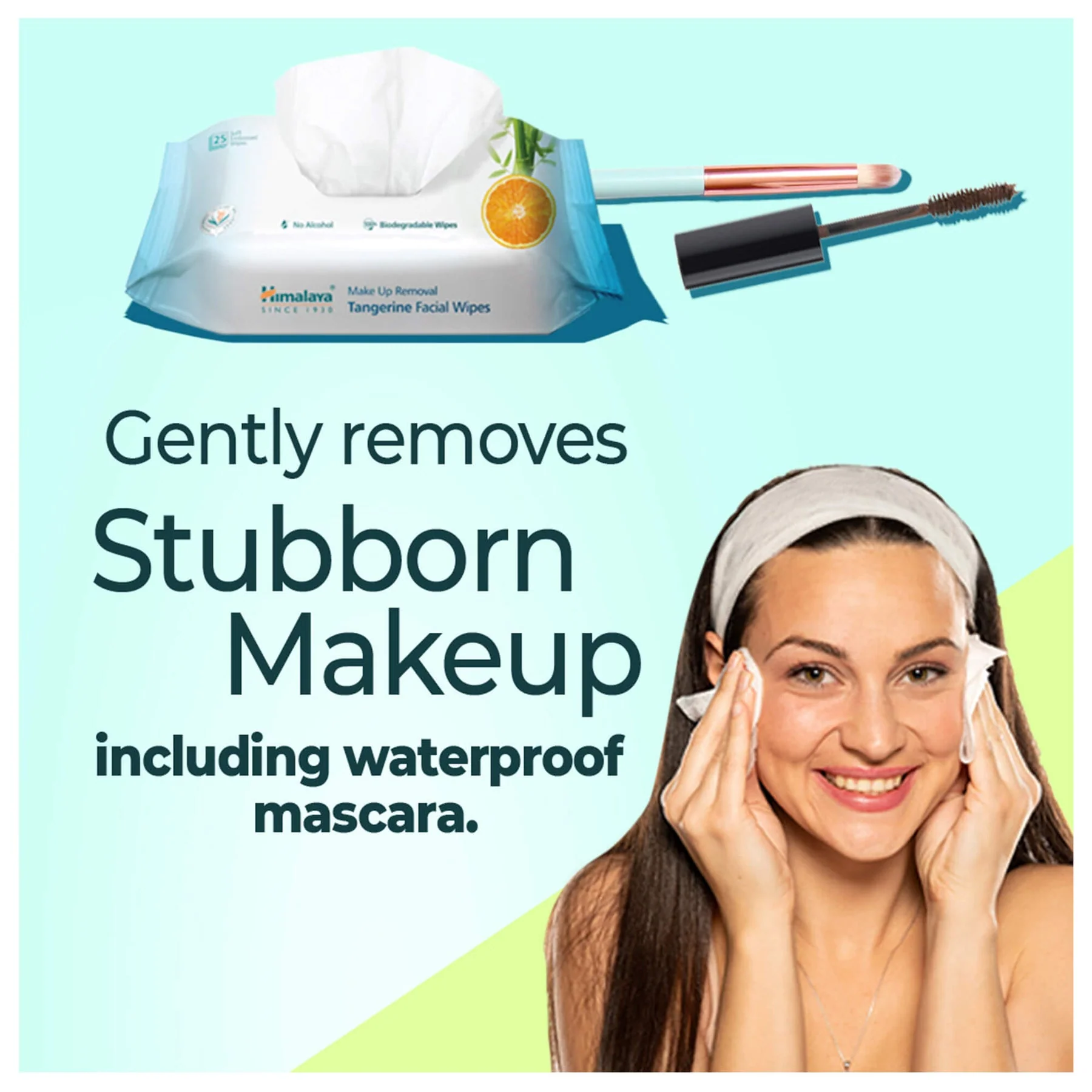 Himalaya Makeup Removal Tangerine Facial Wipes, Removes Makeup & Waterproof Mascara | 10 Wipes - Image 2