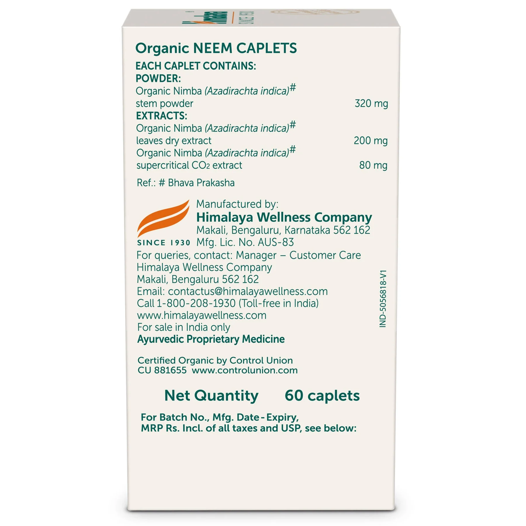 Himalaya Organic Neem Tablets - Skin Wellness, Controls Acne & Helps Fight Acne | 60 Tablets - Image 2