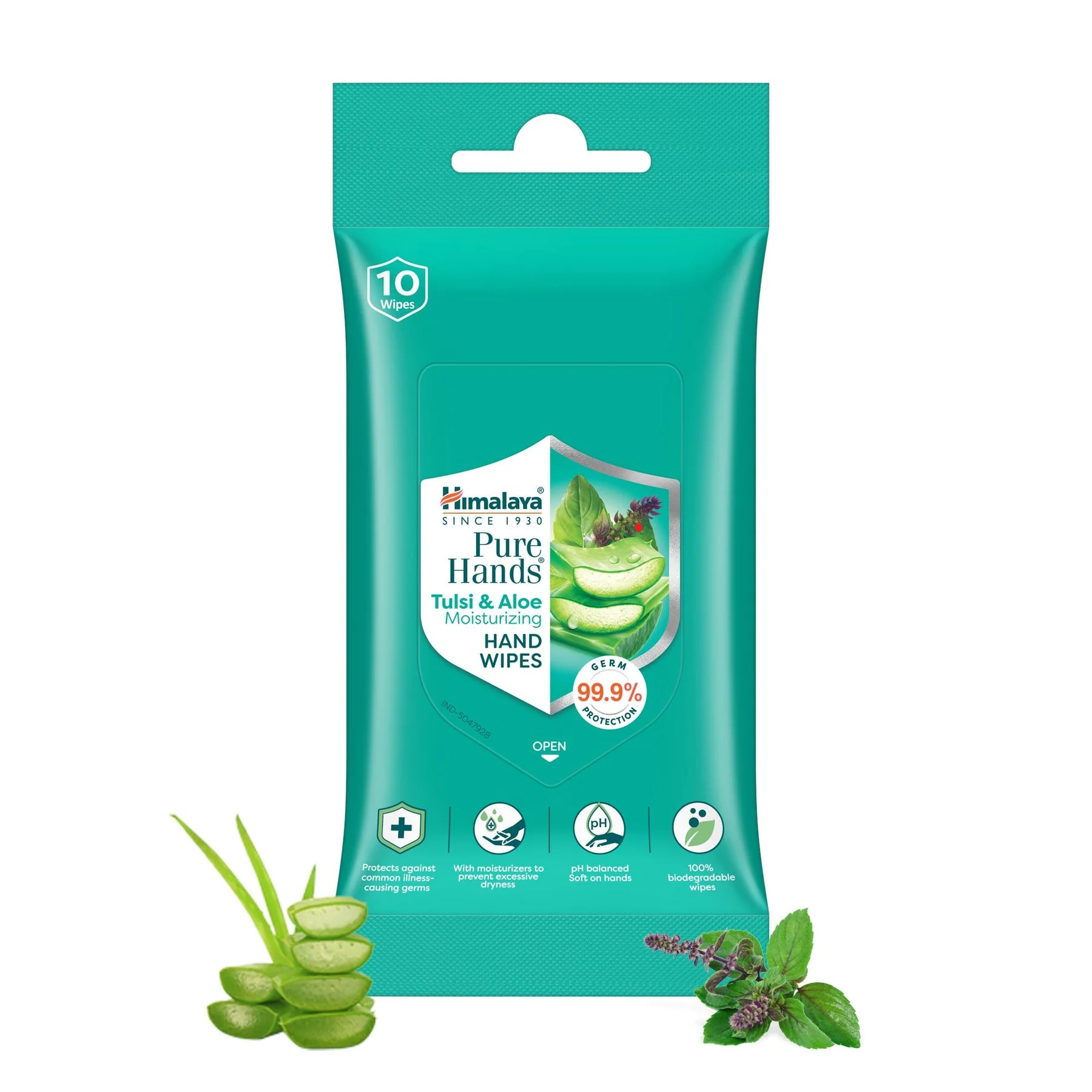 Himalaya Pure Hands Tulsi & Aloe Moisturizing Hand Wipes | 10 Wipes - Image 6