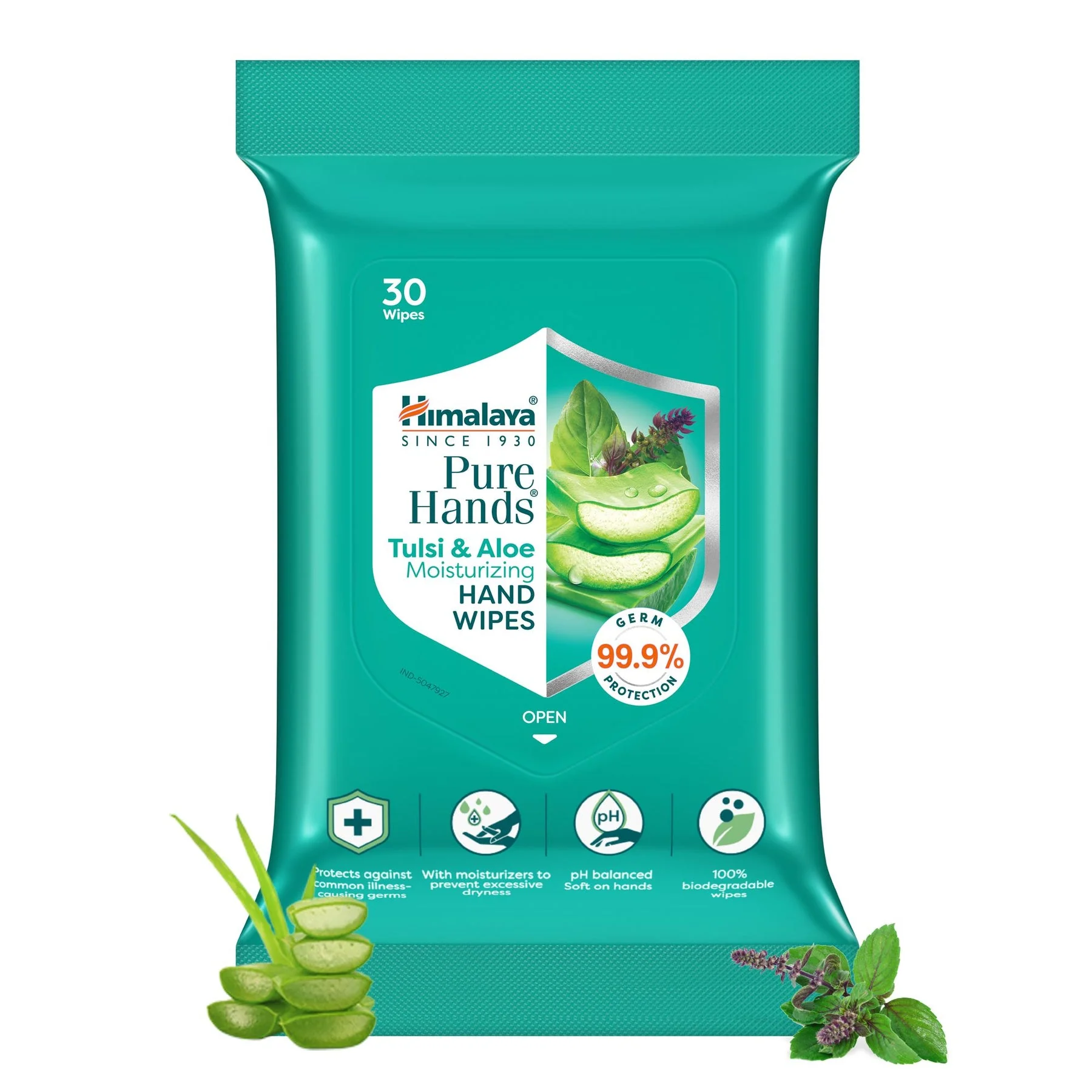 Himalaya Pure Hands Tulsi & Aloe Moisturizing Hand Wipes | 30 Wipes - Image 2