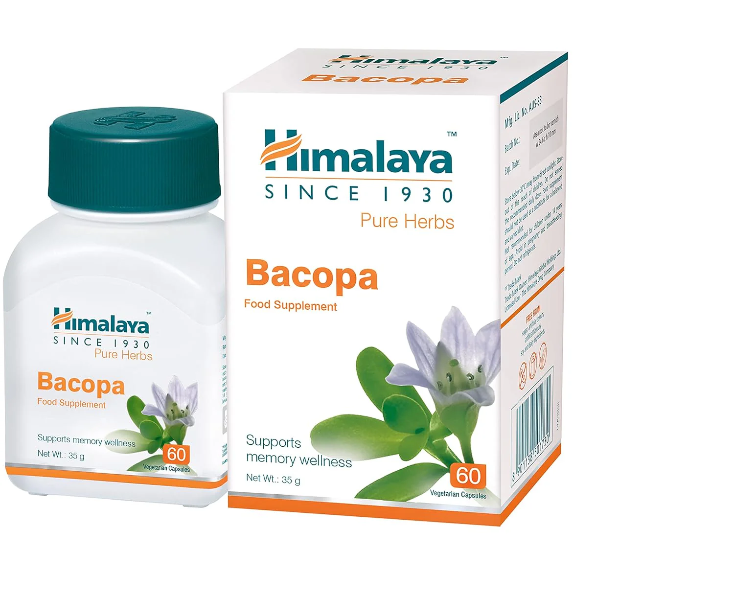 Himalaya Wellness Pure Herbs Brahmi Mind Wellness Improves Alertness, Helps Calm The Mind, Promote Clarity Of Thought | 60 Tablet 100gm 0.2lbs