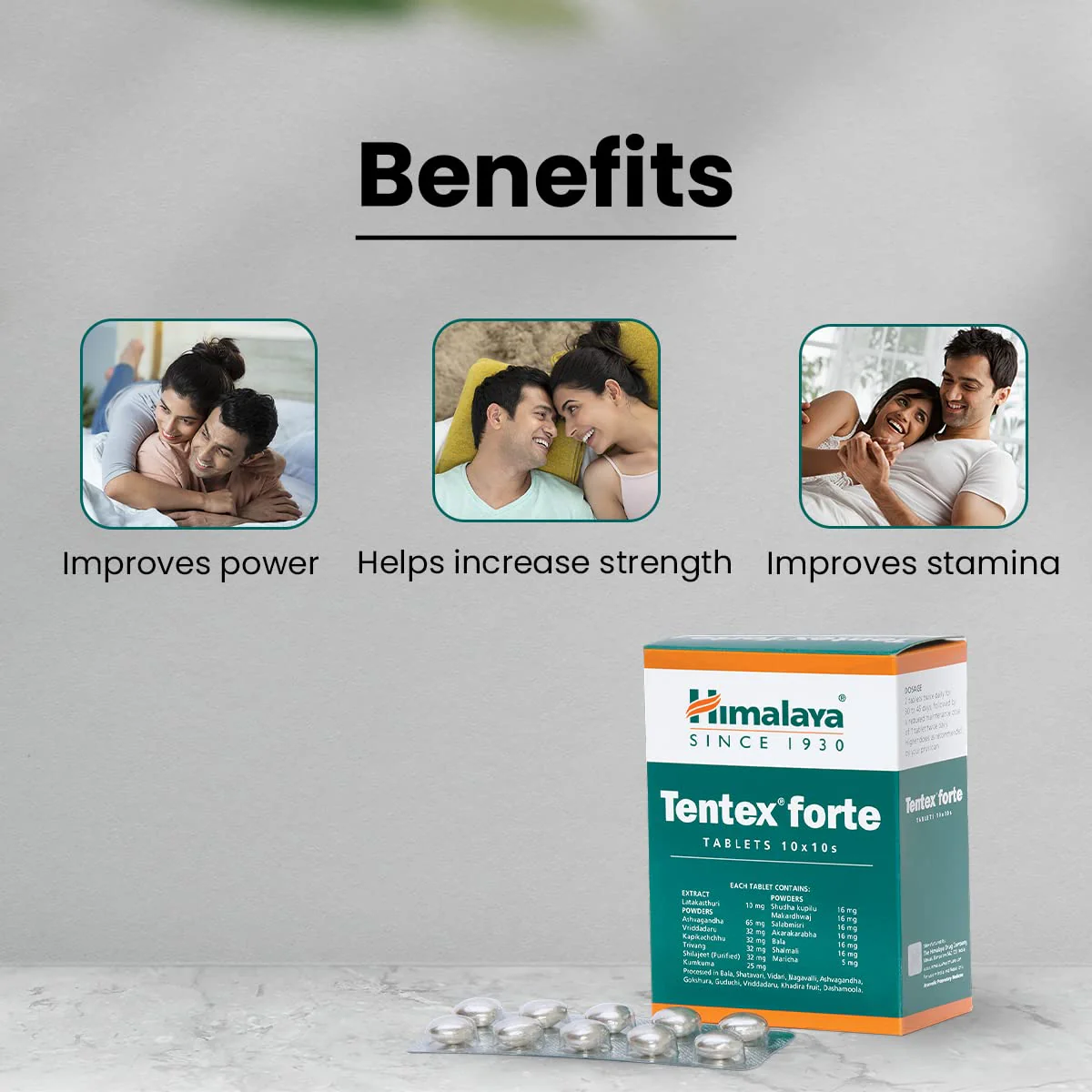 Himalaya Wellness Tentex Forte, Increases Desire, Libido Enhancer | Power Of Ashvagandha & Shilajeet | Strip Of 10 Tabs *10 - Image 3
