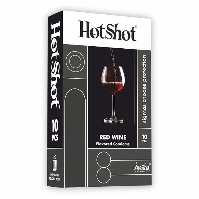 Hot Shot Red Wine Flavored Condom For Men -10 Count