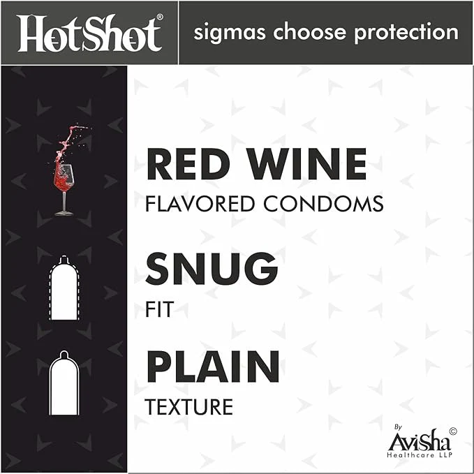Hot Shot Red Wine Flavored Condom For Men -10 Count - Image 2