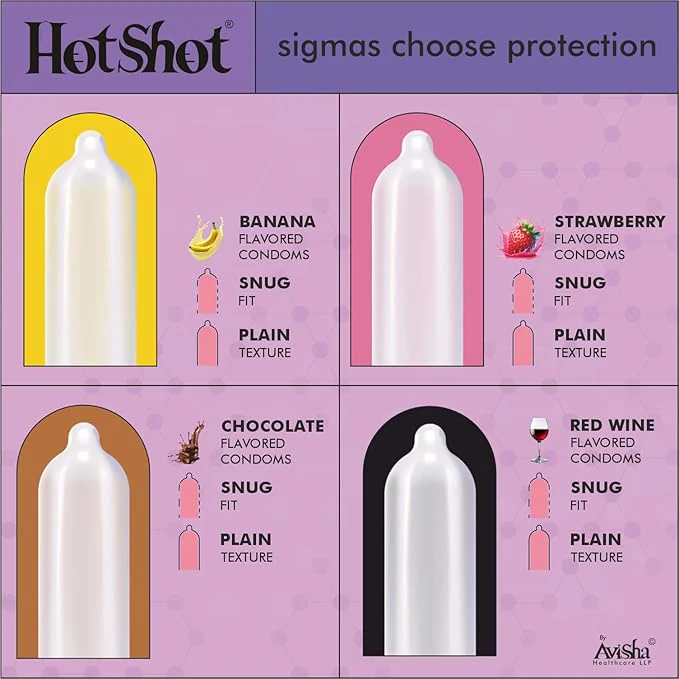 Hotshot Condom Men 100 Pack - Multi-flavored, Ultra Thin, Ribbed & Dotted, Extra Time (Set Of 10) - Image 2
