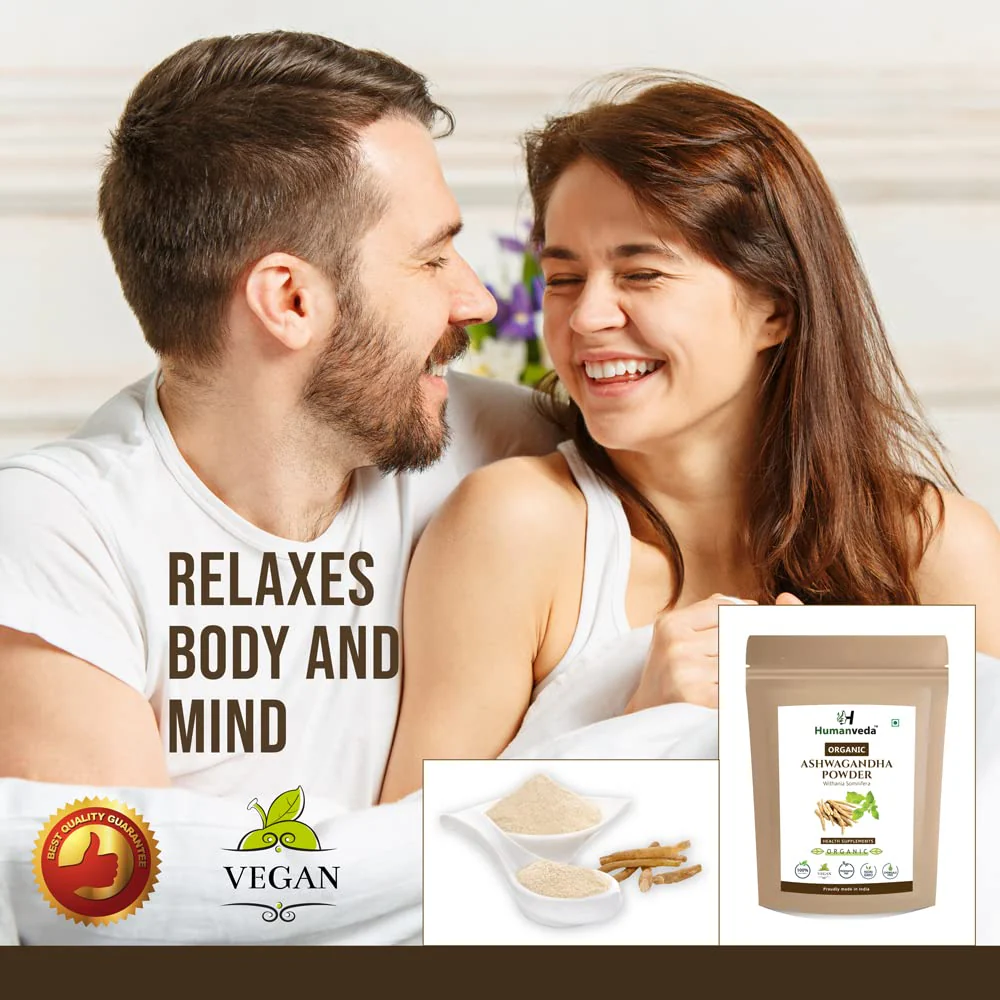 Humanveda Pure & Natural Ashwagandha Root Powder Withania Somnifera Helps Boost Strength, Stamina & Energy, Stress Relief Helps Fight Anxiety & Stress | 100gm 0.2lbs - Image 4