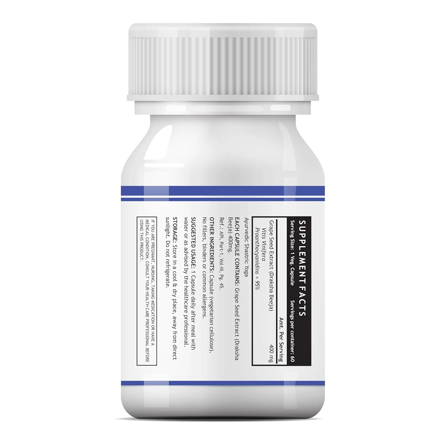 Inlife Grape Seed Extract Proanthocyanidins 95% Antioxidant, 400mg | 60 Vegetarian Capsules 100gm 0.2lbs Each Pack Of 4 - Image 3