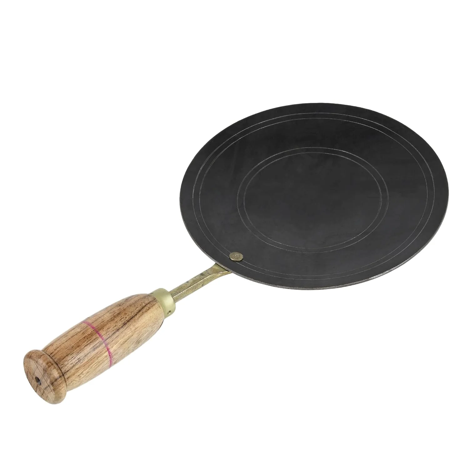 Iron Double Fitted Knob Handmade Tawa With Wooden Handle 9.5 Inch | Loha Tawa For Chapati, Roti - Gas Stovetop Compatible - Image 3