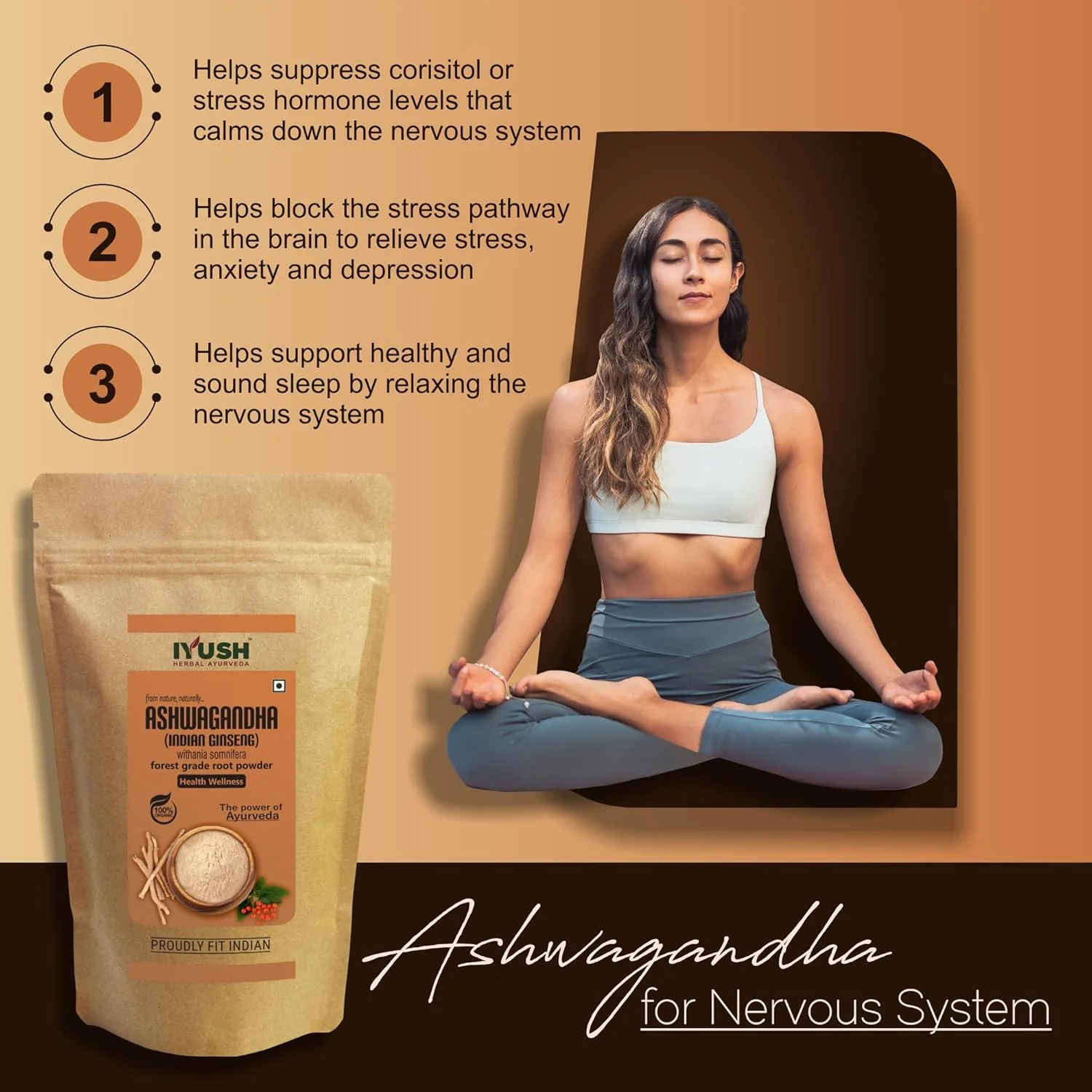 Iyush Herbal Ayurveda Ashwagandha Powder, Help Boost Immunity & Overall Health, 100% Forest Variety Herbs | 400gm 0.8lbs - Image 3