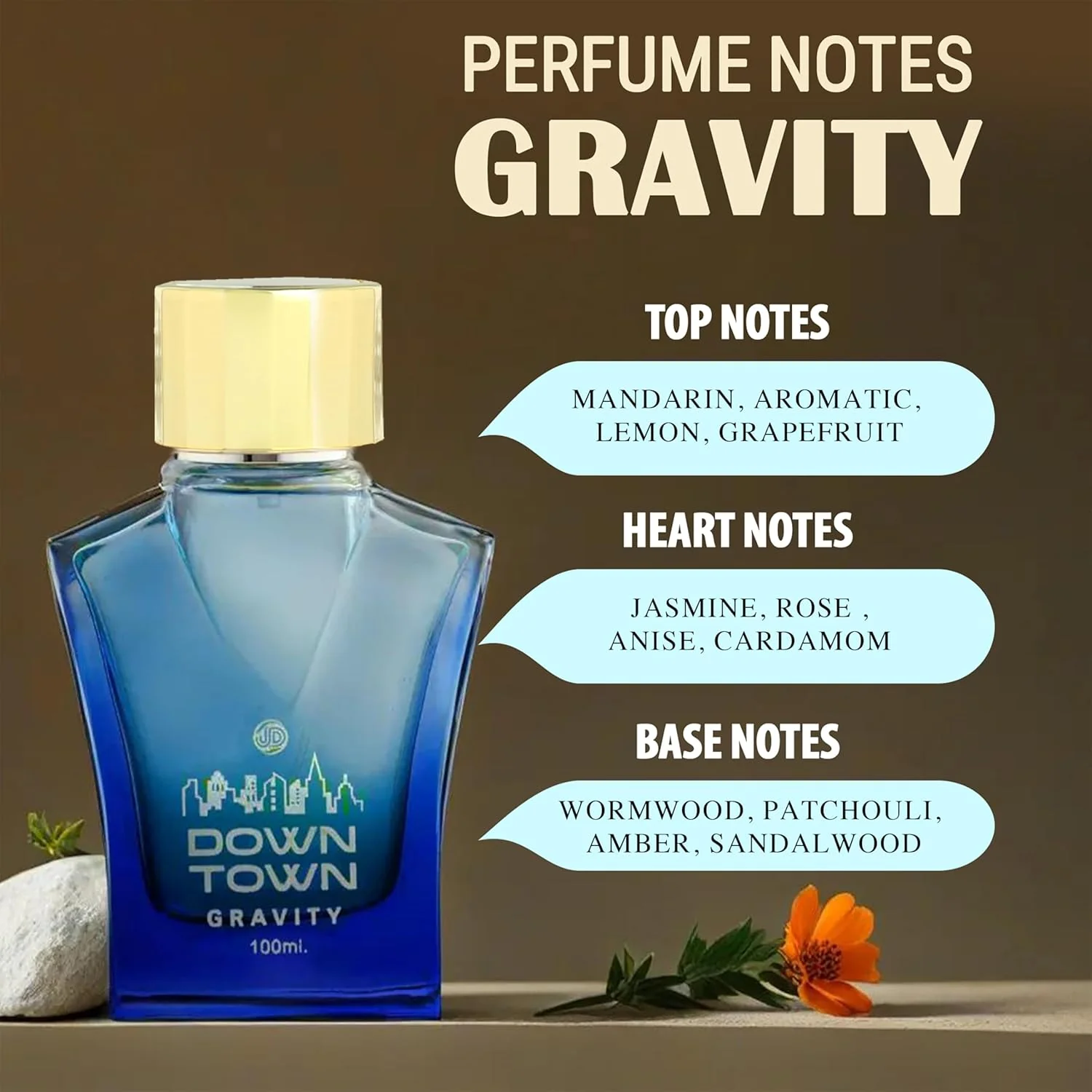 JD International Down Town Gravity Perfume For Men - 100ml, 3.4 Fl.oz. | Long Lasting Fragrance - Image 4