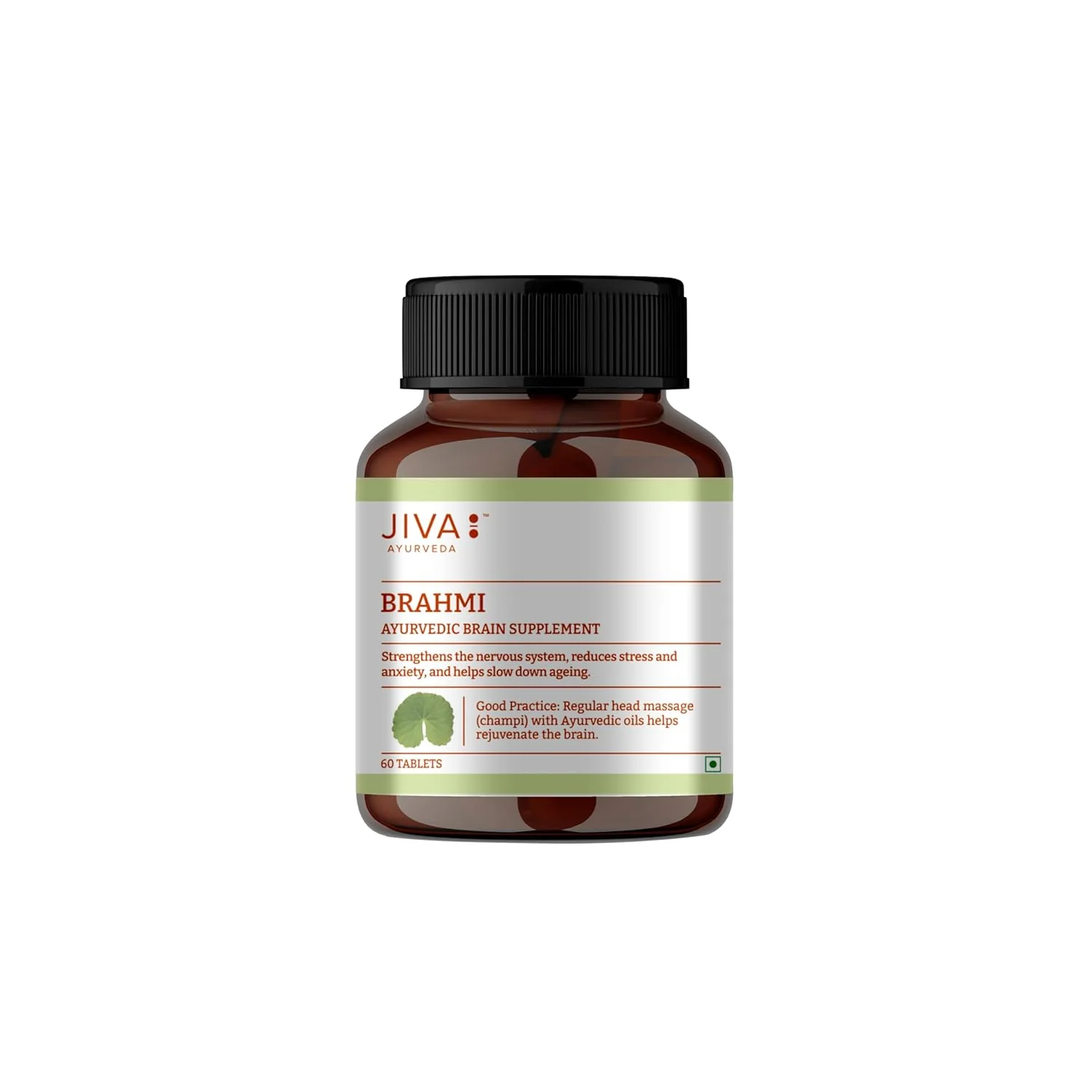 Jiva Brahmi 500mg 100% Ayurvedic Formulation Rejuvenates Nervous System, Reduces Stress, Anxiety & Slows Down Aging | 60 Tablets 100gm 0.2lbs Each Pack Of 2 - Image 2