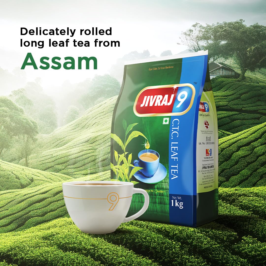 Jivraj 9 CTC Tea Leaf - 1 Kg, 35.2 Ounce | Crush-Tear-Curl Tea Leaf Process - Premium Assam Tea Leaves | High Caffeine, Gluten Free - Image 2