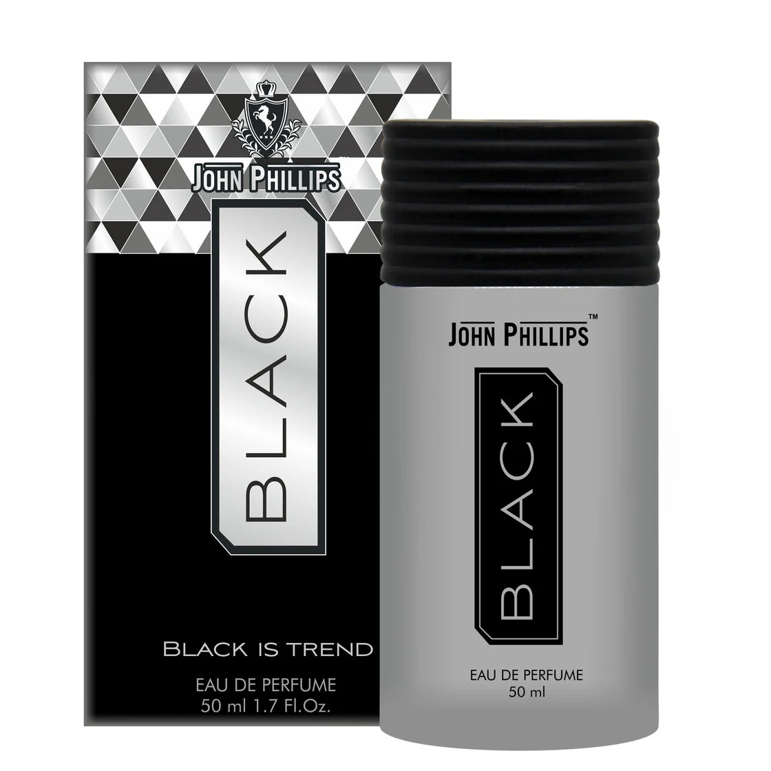John Phillips Black Long Lasting Eau De Parfum  50ml 1.6 Fl.oz. Citrusy & Musky | French Perfume Ideal For Men