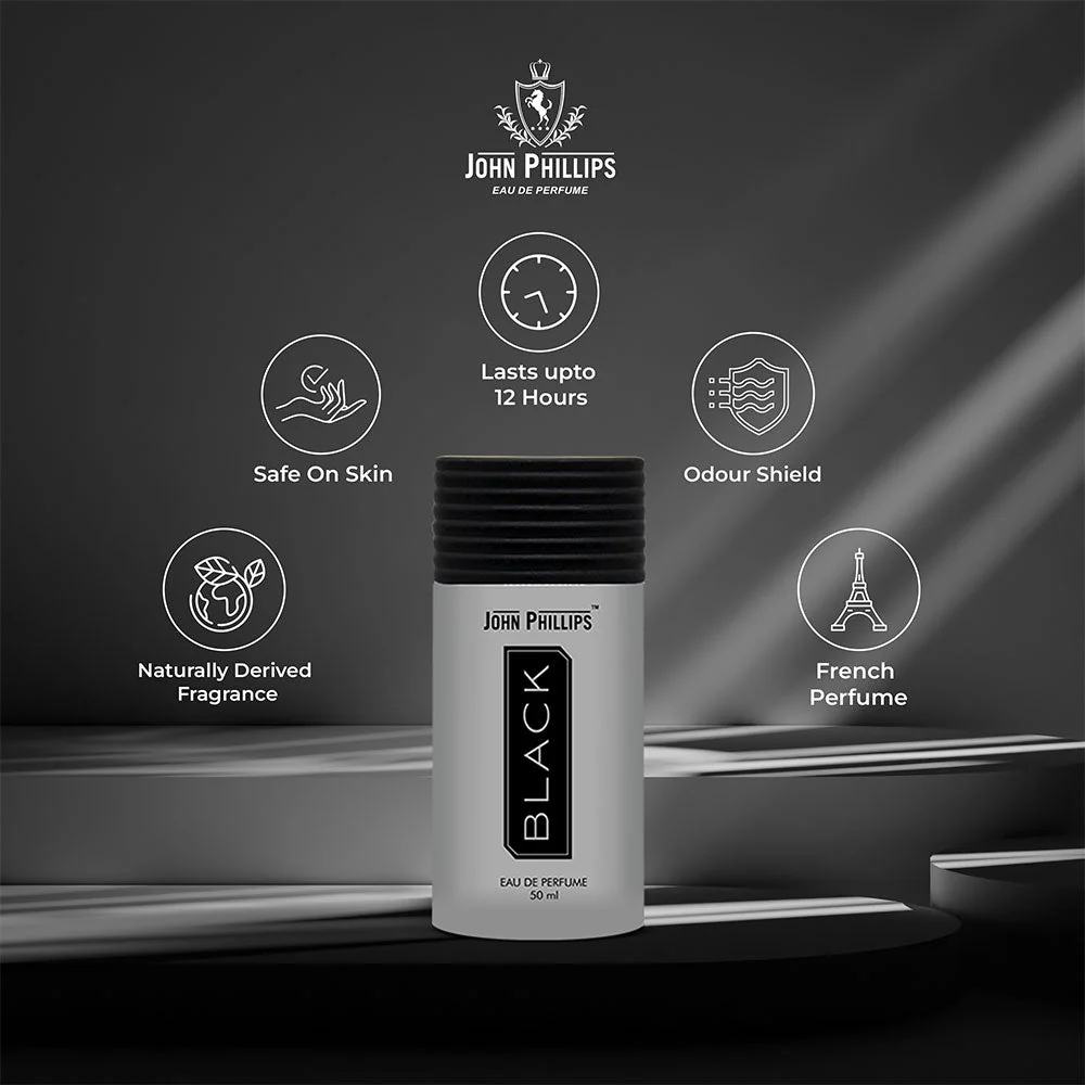 John Phillips Black Long Lasting Eau De Parfum  50ml 1.6 Fl.oz. Citrusy & Musky | French Perfume Ideal For Men - Image 5