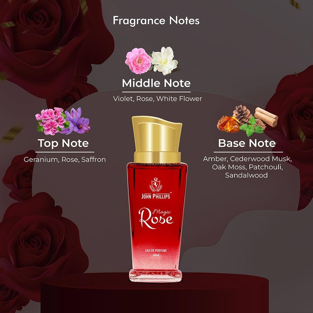 John Phillips Dark Code + First Love + Magic Rose Eau De Perfume 60ml 2 Fl.oz. Each Pack Of 3 For Unisex - Image 3