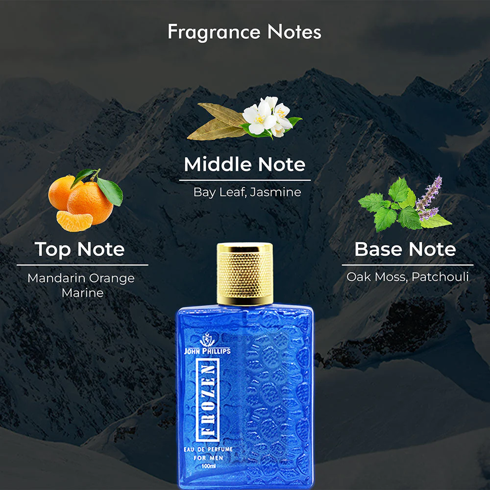 John Phillips Frozen Eau De Perfume 100ml 3.4 Fl.oz. Skin Friendly & Long Lasting Perfume | Men Aquatic Fresh Fragrance For All Occasions - Image 6